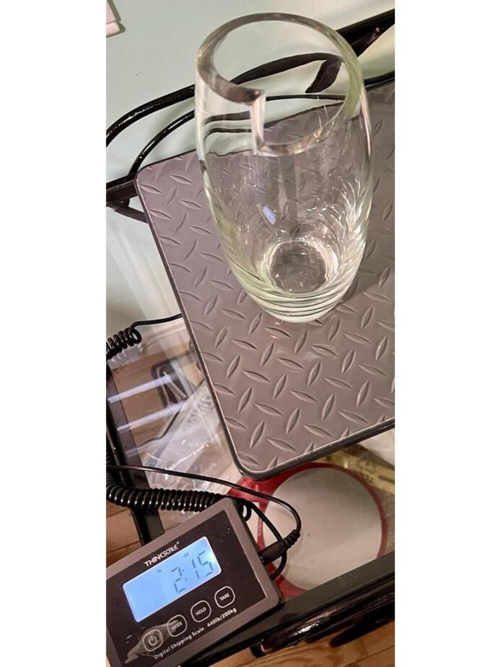 Scandinavian Vintage 1960s Heavy Clear Art Glass Vase Asymmetric Rim, 3.5x10” - Picture 11 of 11